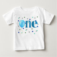 Blue Balloon and Confetti First Birthday