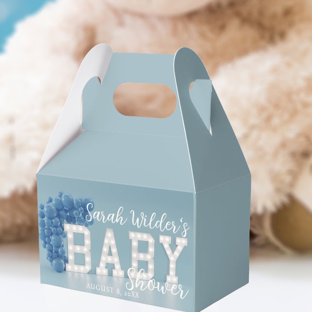 Blue Balloon Arch Baby Shower Favour Box (Add your baby shower party details)