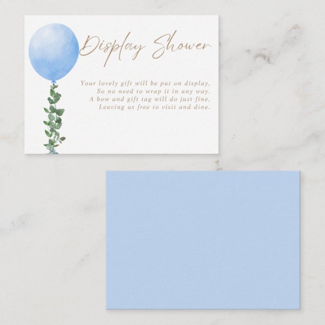 Blue Balloon Baby Boy Display Shower Enclosure Card (Front/Back)