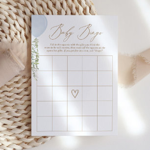 Blue Balloon Baby Shower Bingo Game Invitation
