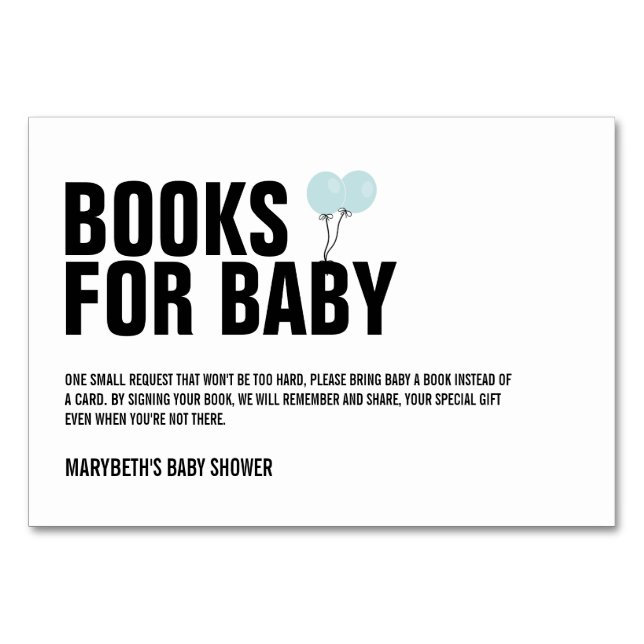 Blue Balloon Baby Shower Bring A Book Request Card (Front)
