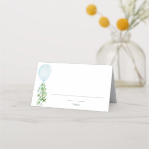 Blue Balloon Baby Shower Place Card