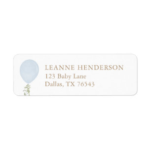 Blue Balloon Baby Shower Return Address Return Address Label