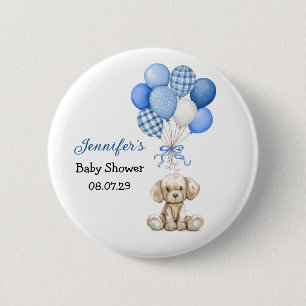 Blue Balloon Boy Baby Shower Button