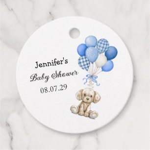 Blue Balloon Boy Baby Shower Favor Tags