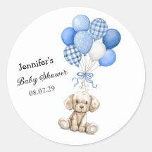 Blue Balloon Boy Baby Shower Sticker