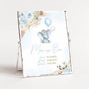 Blue Balloon Elephant Baby Shower Mum Osa Bar Poster