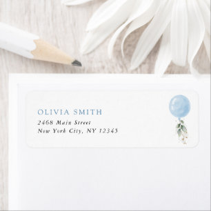 Blue Balloon, Eucalyptus, Greenery, First Birthday Return Address Label