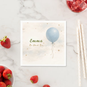 Blue Balloon First Birthday Paper Napkins