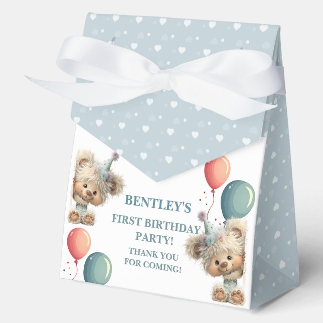 Blue Balloon Hedgehogs Celebration Favour Box (Front)
