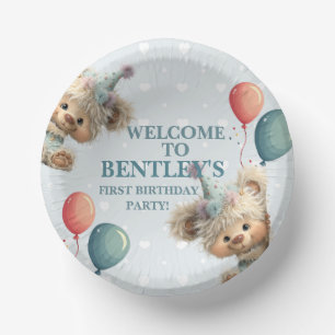 Blue Balloon Hedgehogs Celebration Paper Plate