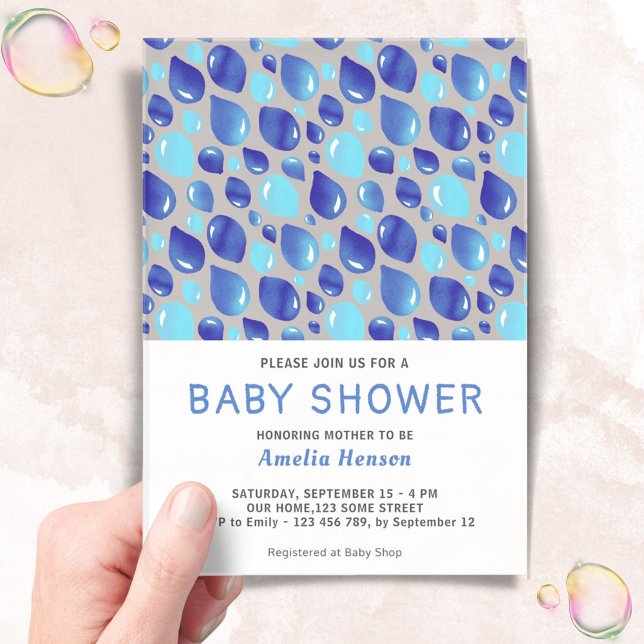 Blue Balloon Pattern Baby Boy Baby Shower Acrylic Invitations (Creator Uploaded)