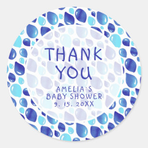 Blue Balloon Pattern Baby Boy Baby Shower Classic Round Sticker