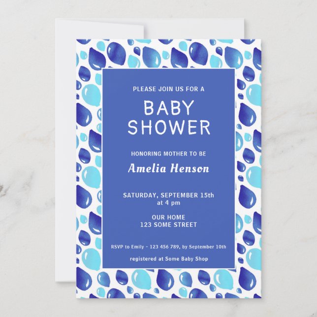 Blue Balloon Pattern Baby Boy Baby Shower Invitation (Front)