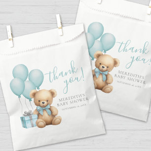 Blue Balloon Teddy Bear Baby Shower Favour Bag