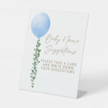 Blue Balloon Watercolor Boy Baby Shower Pedestal