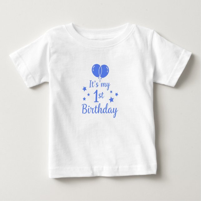Blue Balloons 1st Birthday   Baby T-Shirt (Front)