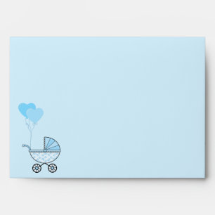 Blue Balloons and Stroller Invitation Envelope