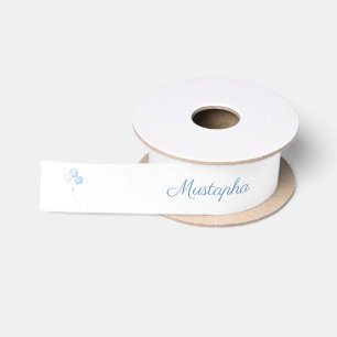 Blue Balloons Baby Boy Personalised Name Satin Ribbon