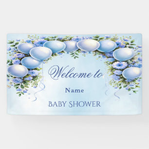 Blue Balloons Baby Shower Banner