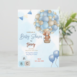 Blue Balloons Baby Shower Invitation
