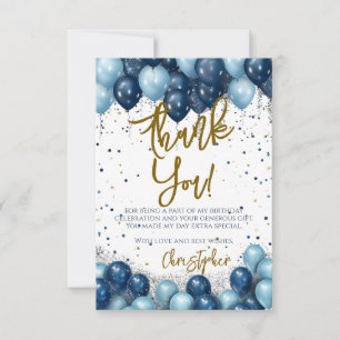 Blue Balloons Birthday Thank You Card