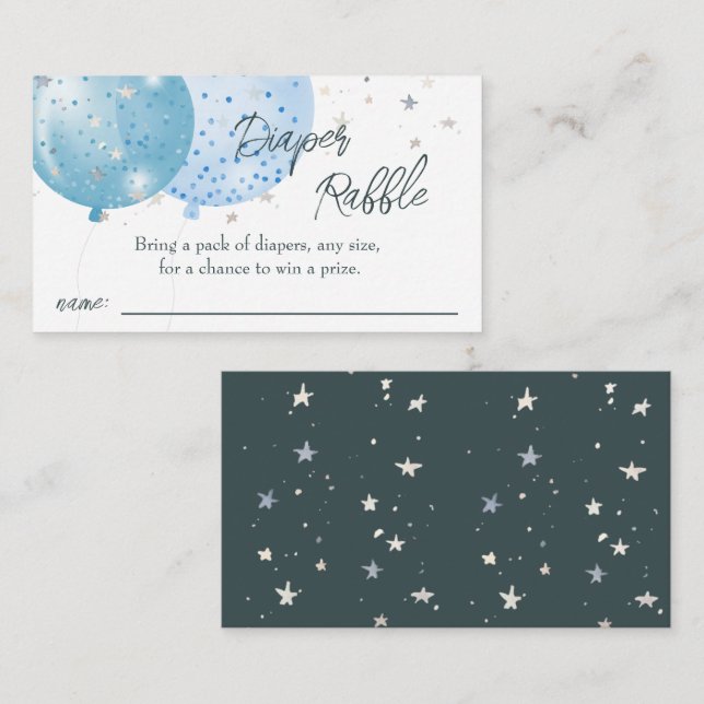 Blue Balloons Boy Baby Shower Diaper Request Enclosure Card (Front/Back)