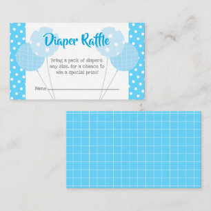 Blue Balloons Cute Baby Boy Shower Diaper Raffle Enclosure Card