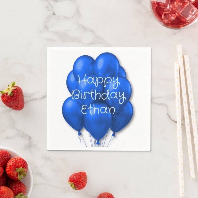 Blue Balloons Happy Birthday Kids Party Napkins (Insitu)