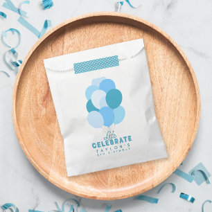 Blue Balloons Let's Celebrate Any Age Birthday Favour Bag
