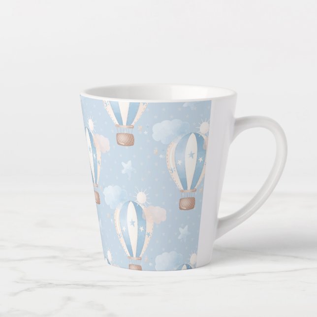 Blue Balloons Pattern Latte Mug (Right)