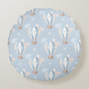Blue Balloons Pattern Round Cushion