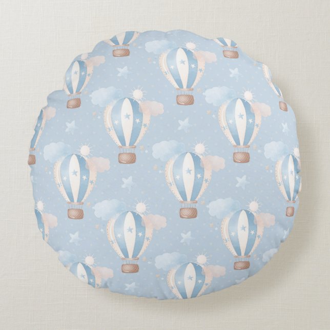 Blue Balloons Pattern Round Cushion (Front)