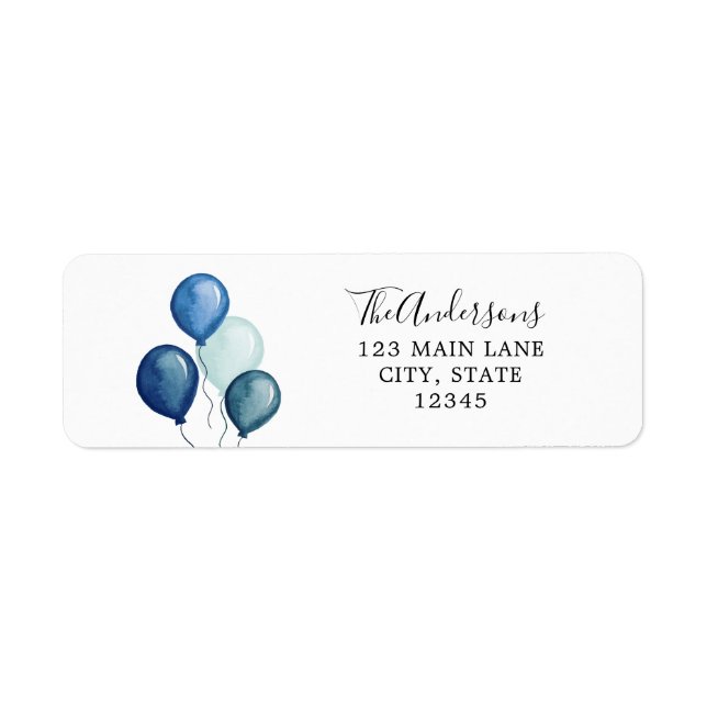 Blue Balloons Return Address Label (Front)