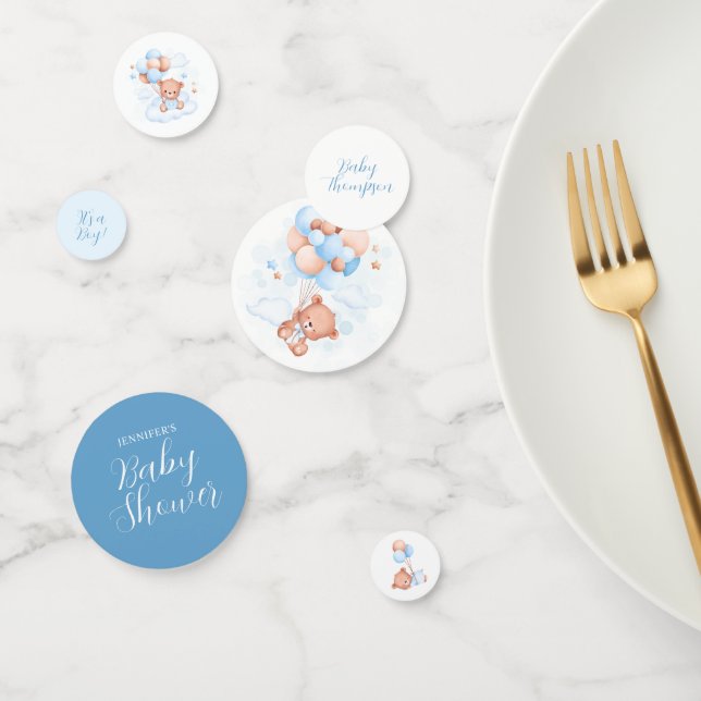 Blue Balloons Teddy Bear Baby Shower Confetti (Group)