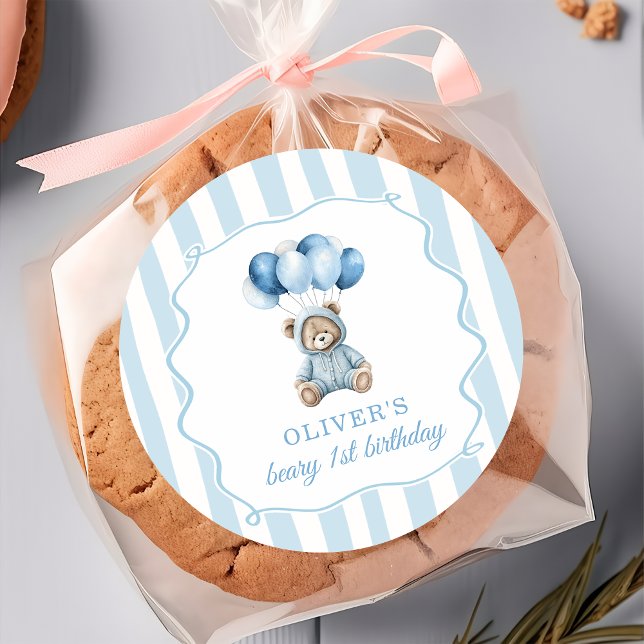 Blue Balloons Teddy Bear Birthday Sticker (Creator Uploaded)