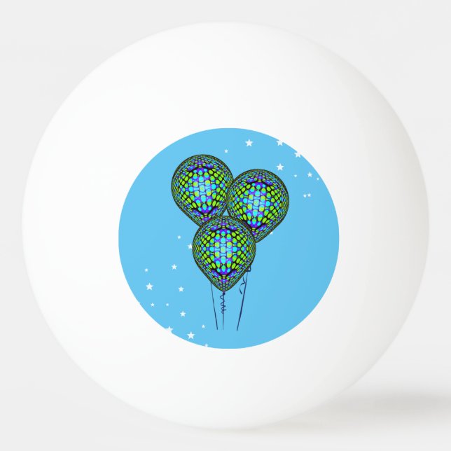 Blue Balloons Template Ping Pong Ball (Front)