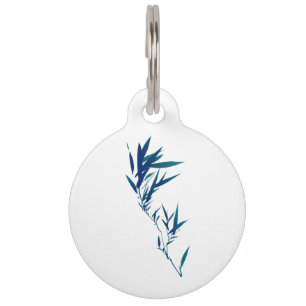 Blue Bamboo Leaf Pet Tag