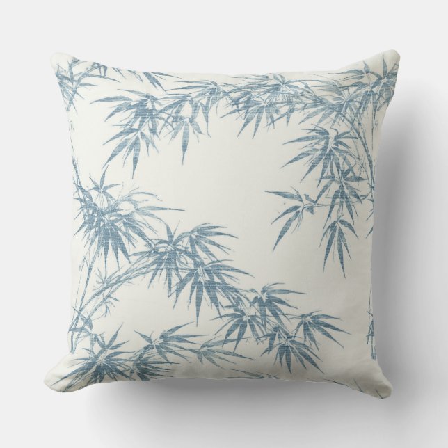 blue bamboo pattern cushion (Front)