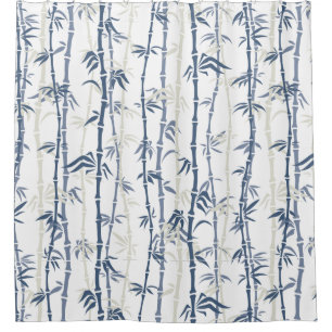 Blue Bamboo Pattern Shower Curtain