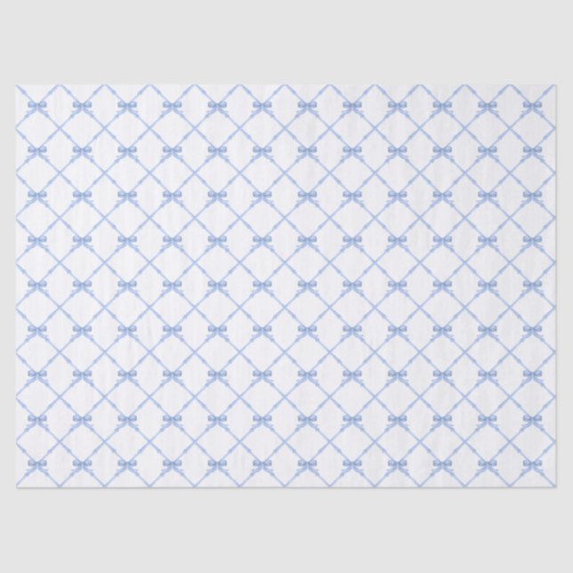 Blue Bamboo Trellis with Bows Tissue Paper (Front)