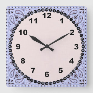 Blue Bandanna and Pink Face Square Wall Clock