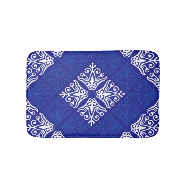 Blue Bandanna Design Bath Mat (Front)