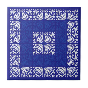 Blue Bandanna Design Ceramic Tile