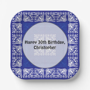 Blue Bandanna Design Paper Plate