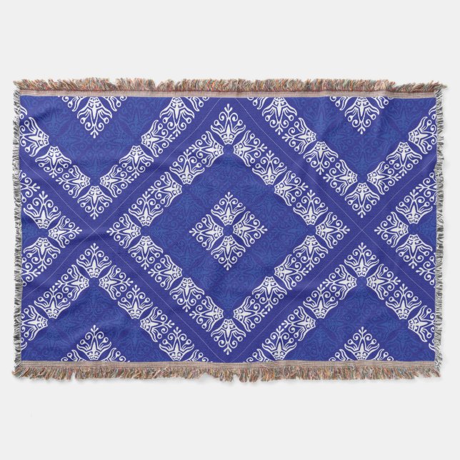 Blue Bandanna Design Throw Blanket (Front)