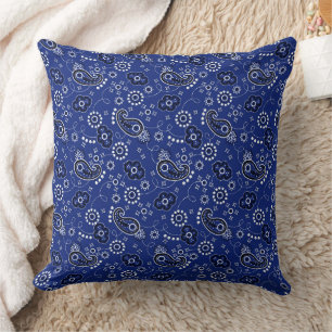 Blue Bandanna Modern Cowboy Cowgirl Rodeo Fun Cushion