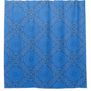 Blue Bandanna Paisley Boho Hippie Glam Country Shower Curtain
