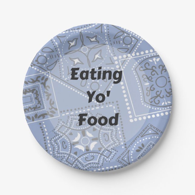 Blue Bandanna Paper Plates (Front)