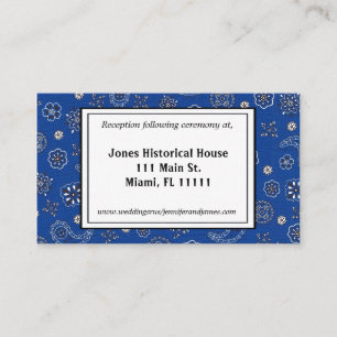 Blue Bandanna Wedding Reception Cards